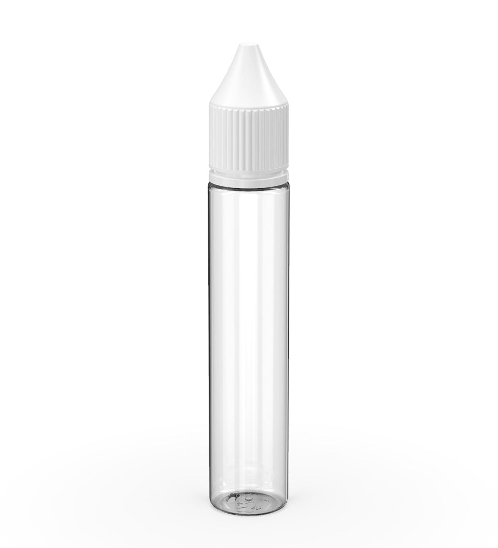 CHUBBY GORILLA Child Resistant Unicorn V3 PET Dropper Bottles Clear | 30mL - w/ White Reducer | Sample