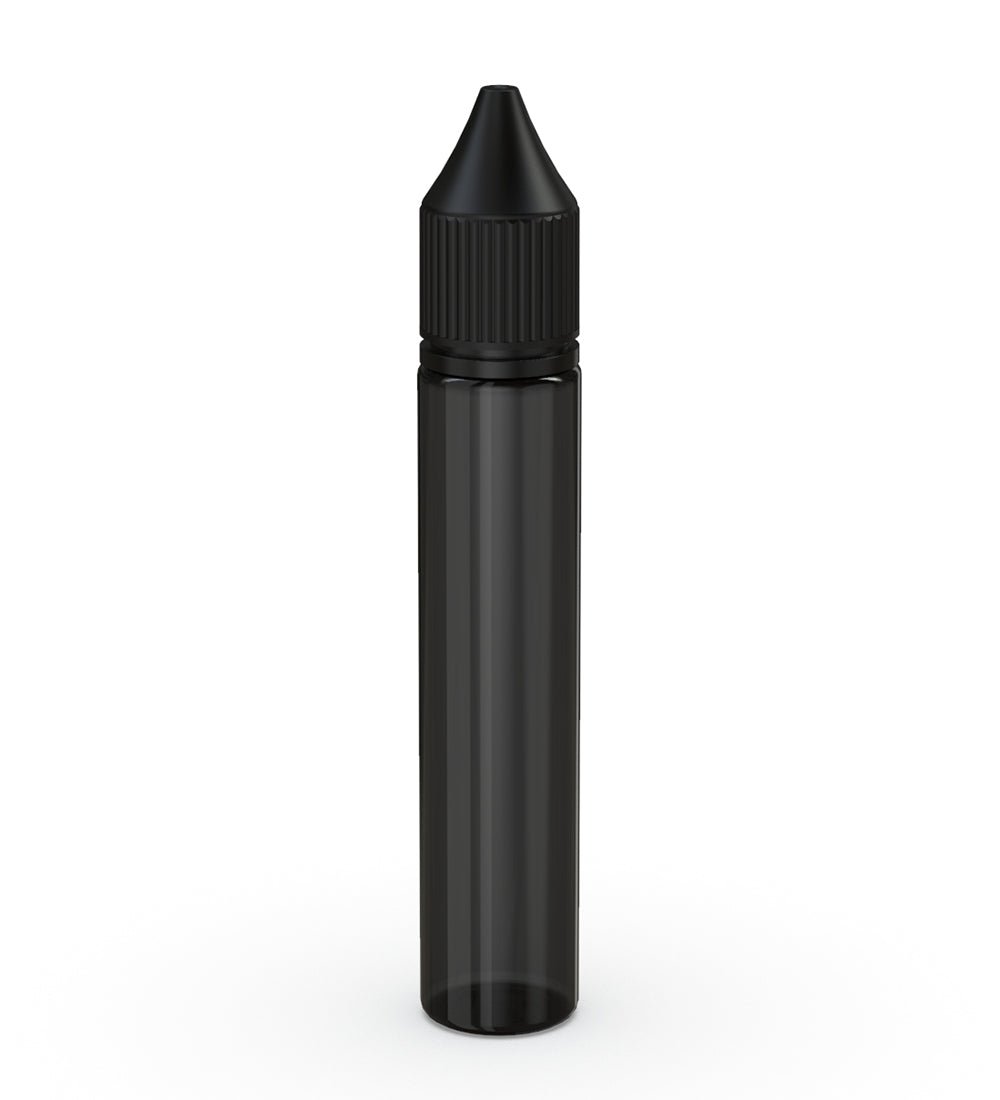CHUBBY GORILLA Child Resistant Unicorn V3 PET Dropper Bottles Transparent Black | 30mL - w/ Black Reducer | Sample