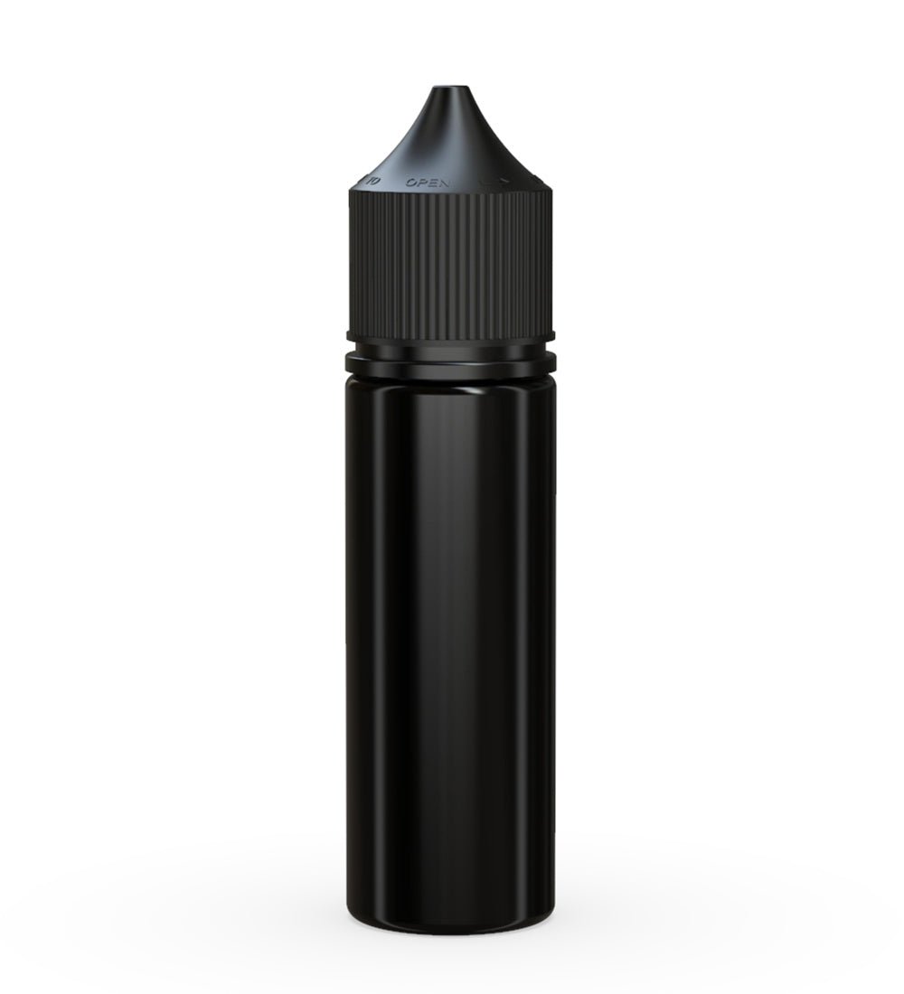 CHUBBY GORILLA Child Resistant Unicorn V3 PET Dropper Bottles Black | 50mL - w/ Black Lid | Sample