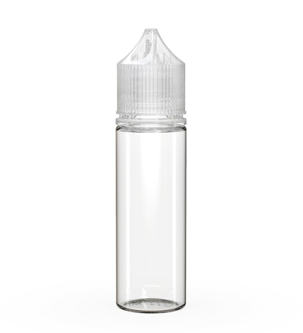 CHUBBY GORILLA Child Resistant Unicorn V3 PET Dropper Bottles Clear | 50mL - w/ Clear Lid | Sample