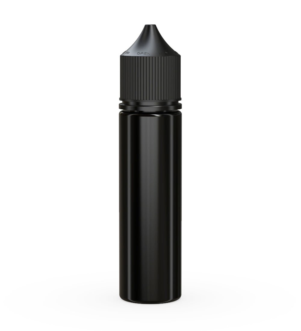 CHUBBY GORILLA Child Resistant Unicorn V3 PET Dropper Bottles Black | 60mL - w/ Black Lid | Sample