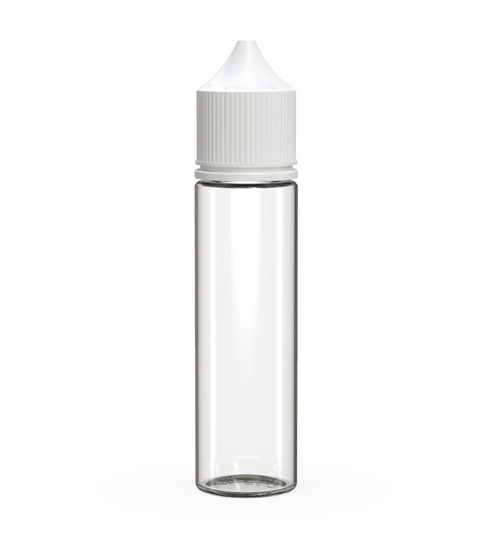CHUBBY GORILLA Child Resistant Unicorn V3 PET Dropper Bottles Clear | 60mL - w/ White Lid | Sample