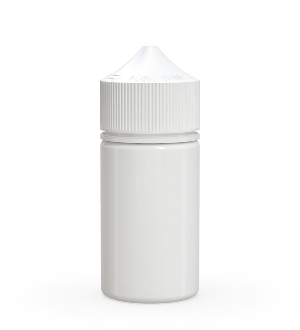 CHUBBY GORILLA Child Resistant Mini Unicorn PET Dropper Bottles White | 60mL - w/ White Lid | Sample