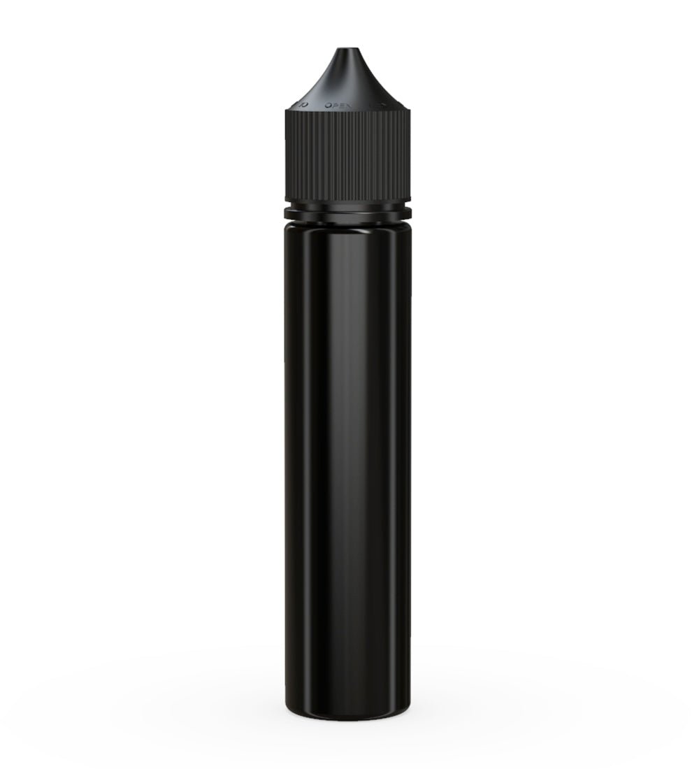 CHUBBY GORILLA Child Resistant Unicorn V3 PET Dropper Bottles Black | 75mL - w/ Black Lid | Sample