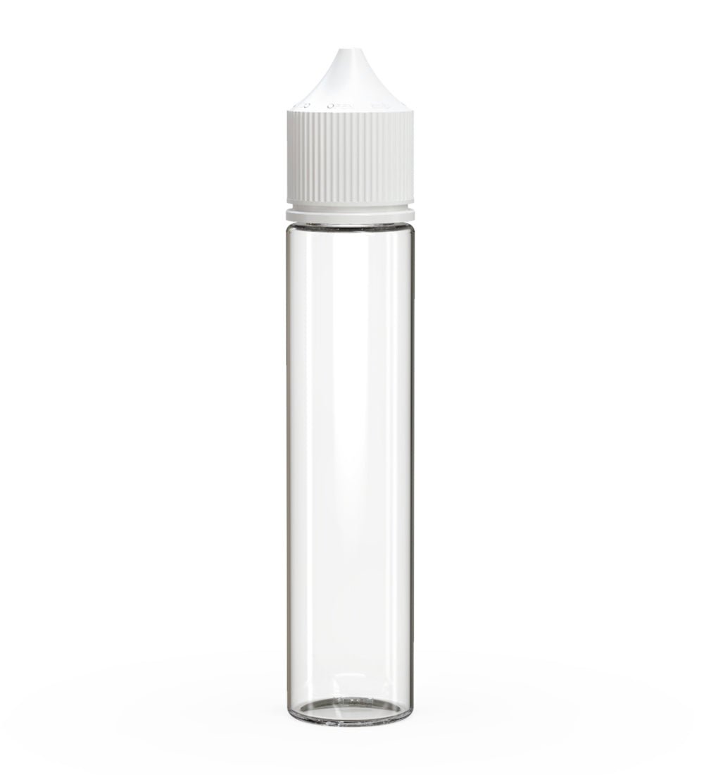 CHUBBY GORILLA Child Resistant Unicorn V3 PET Dropper Bottles Clear | 75mL - w/ White Lid | Sample