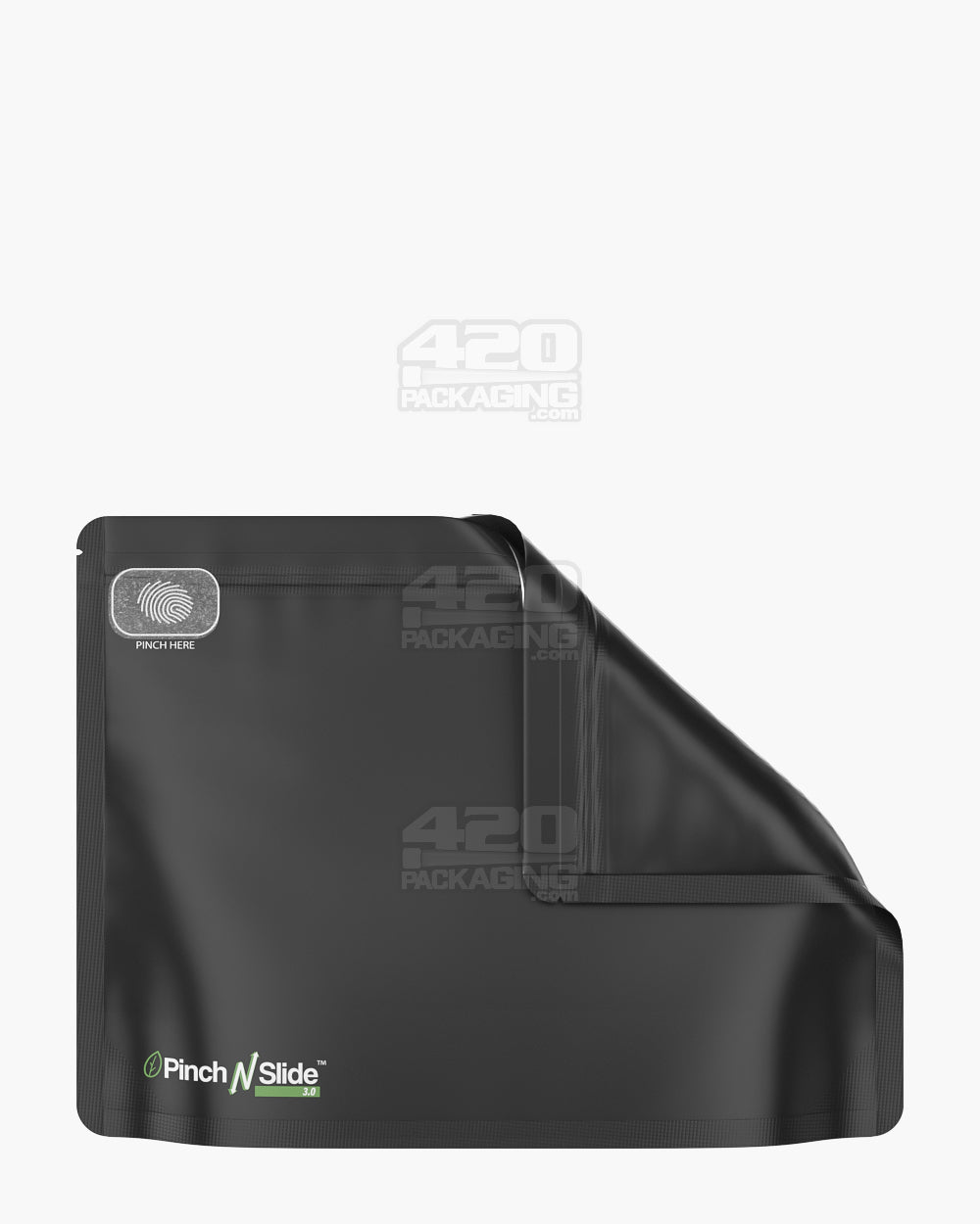 Matte-Black 12" x 9" PCR Mylar Pinch N Slide 3.0 Child Resistant & Tamper Evident Exit Bags (56 grams) 250/Box