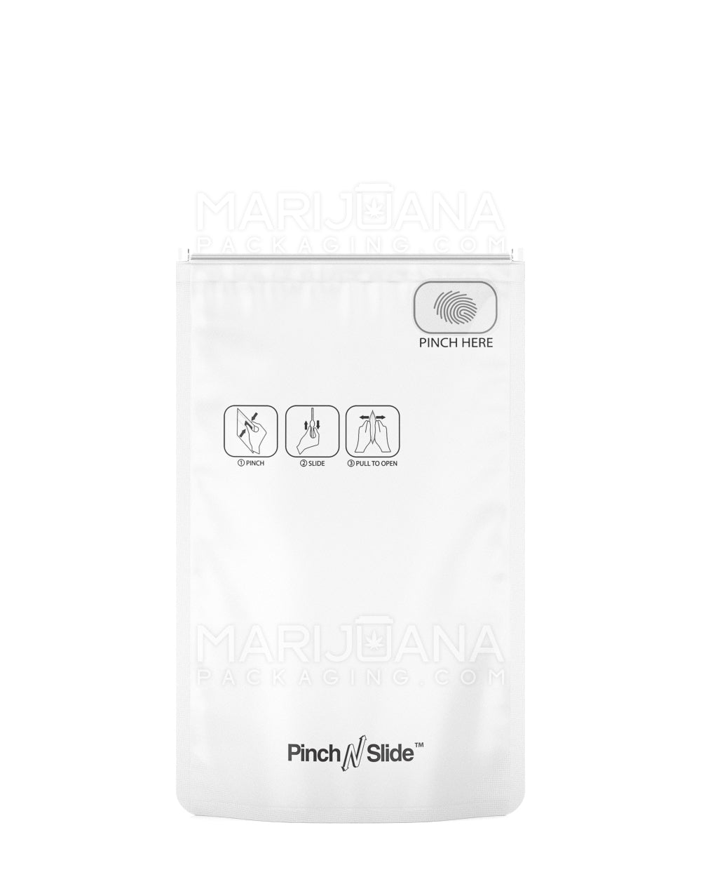Child Resistant Pinch N Slide ASTM Matte White Mylar Bags | 4in x 6.5in - 7g | Sample