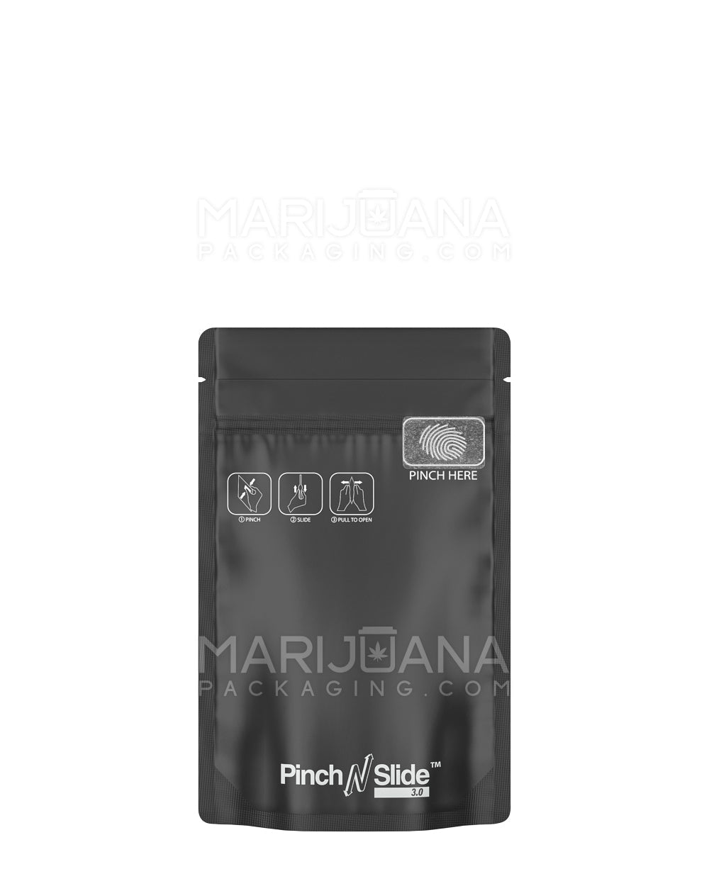 Child Resistant & Tamper Evident Pinch N Slide 3.0 Matte Black Mylar Bags | 3.6in x 5.7in - 3.5g | Sample
