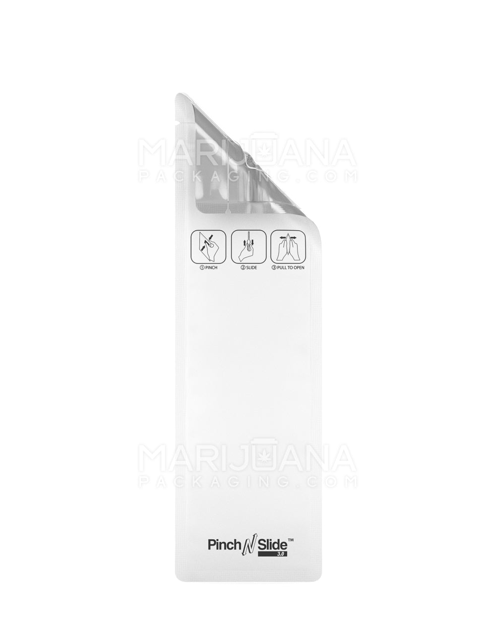 Child Resistant & Tamper Evident Pinch N Slide 3.0 Matte White Vista Mylar Bags | 2.4in x 7.9in - 2.5g | Sample