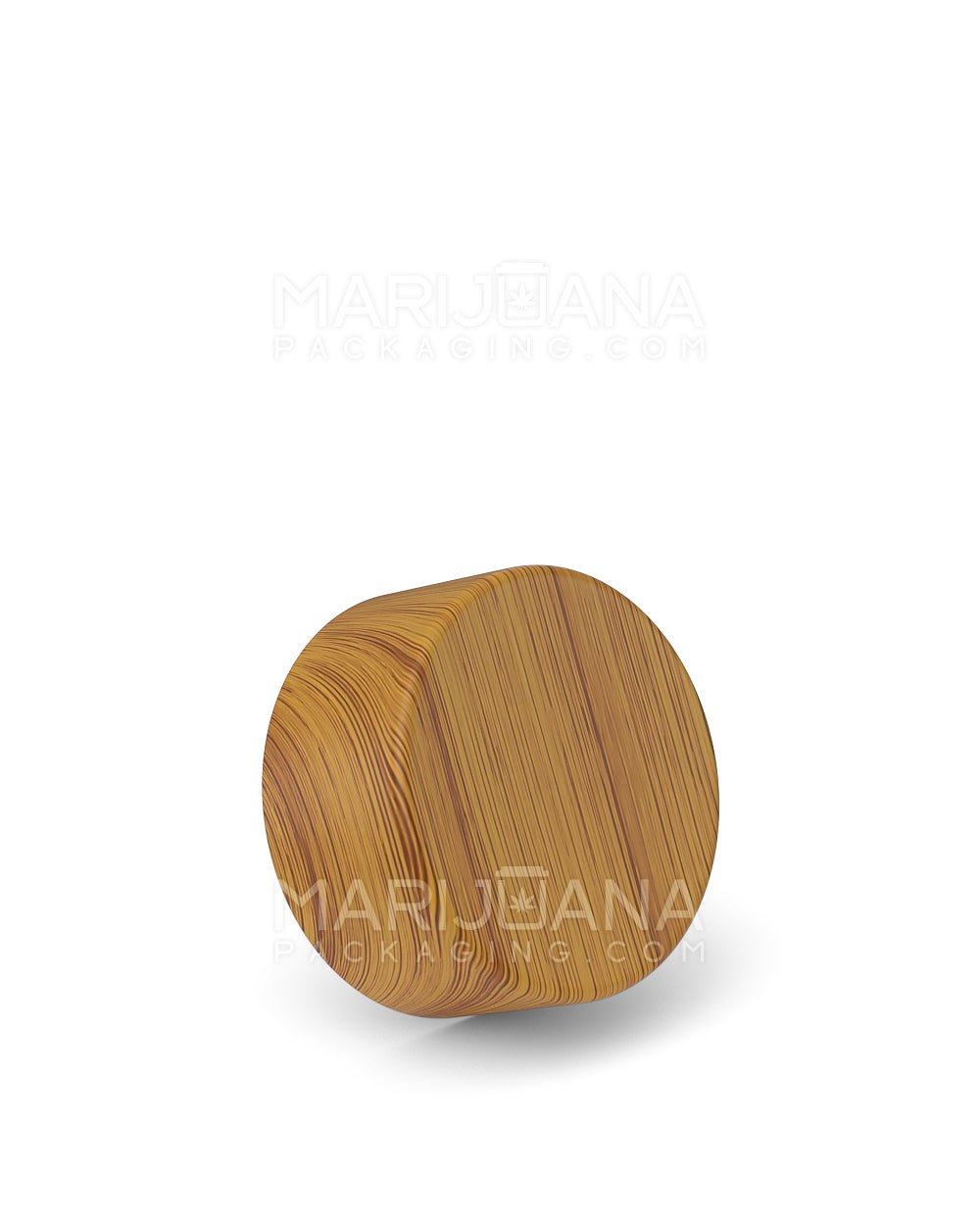 Child Resistant Flat Push Down & Turn Plastic Caps w/ Foam Liner | 28mm - Bamboo Wood | Sample