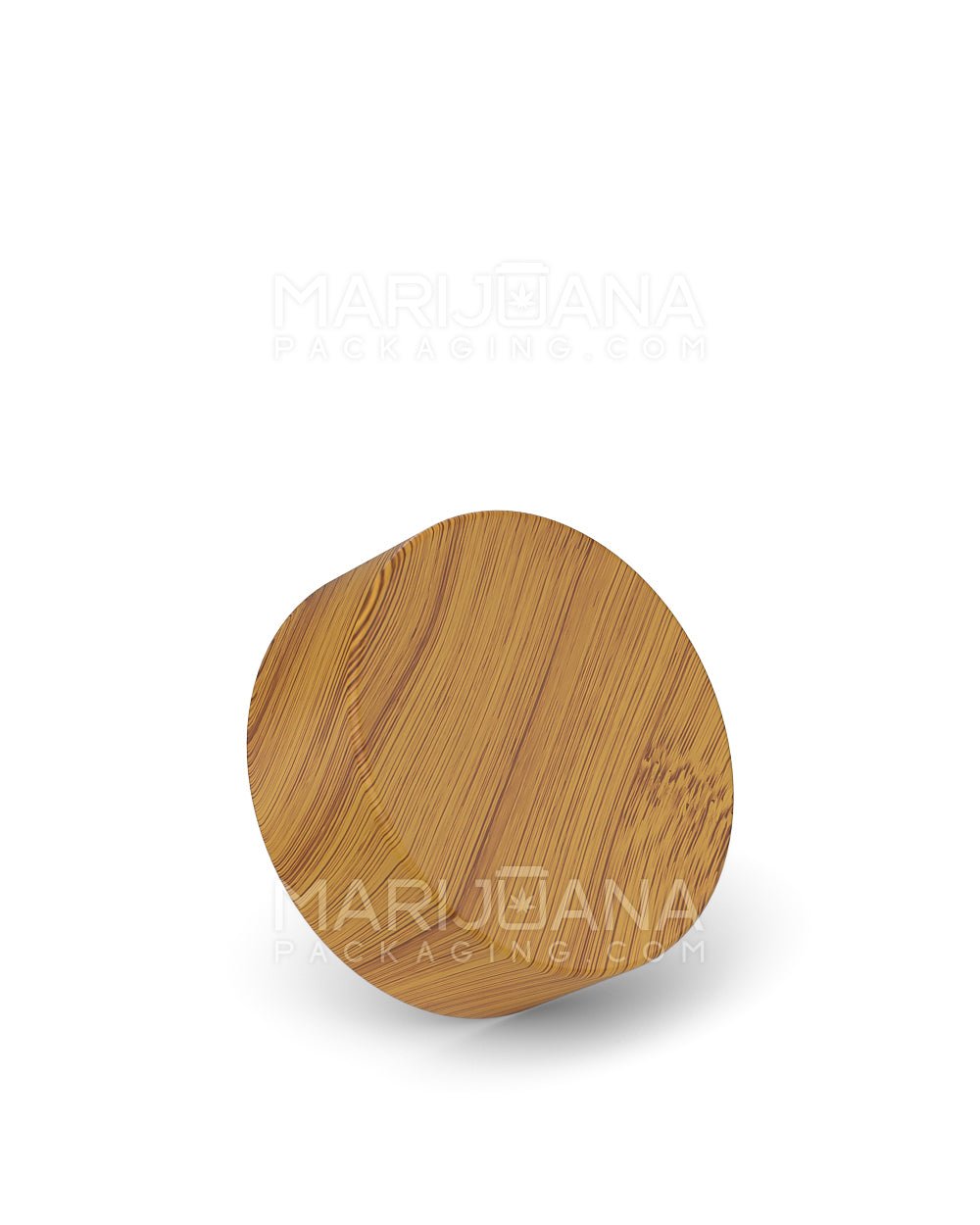 Child Resistant Flat Push Down & Turn Plastic Caps w/ Foam Liner | 38mm - Bamboo Wood | Sample