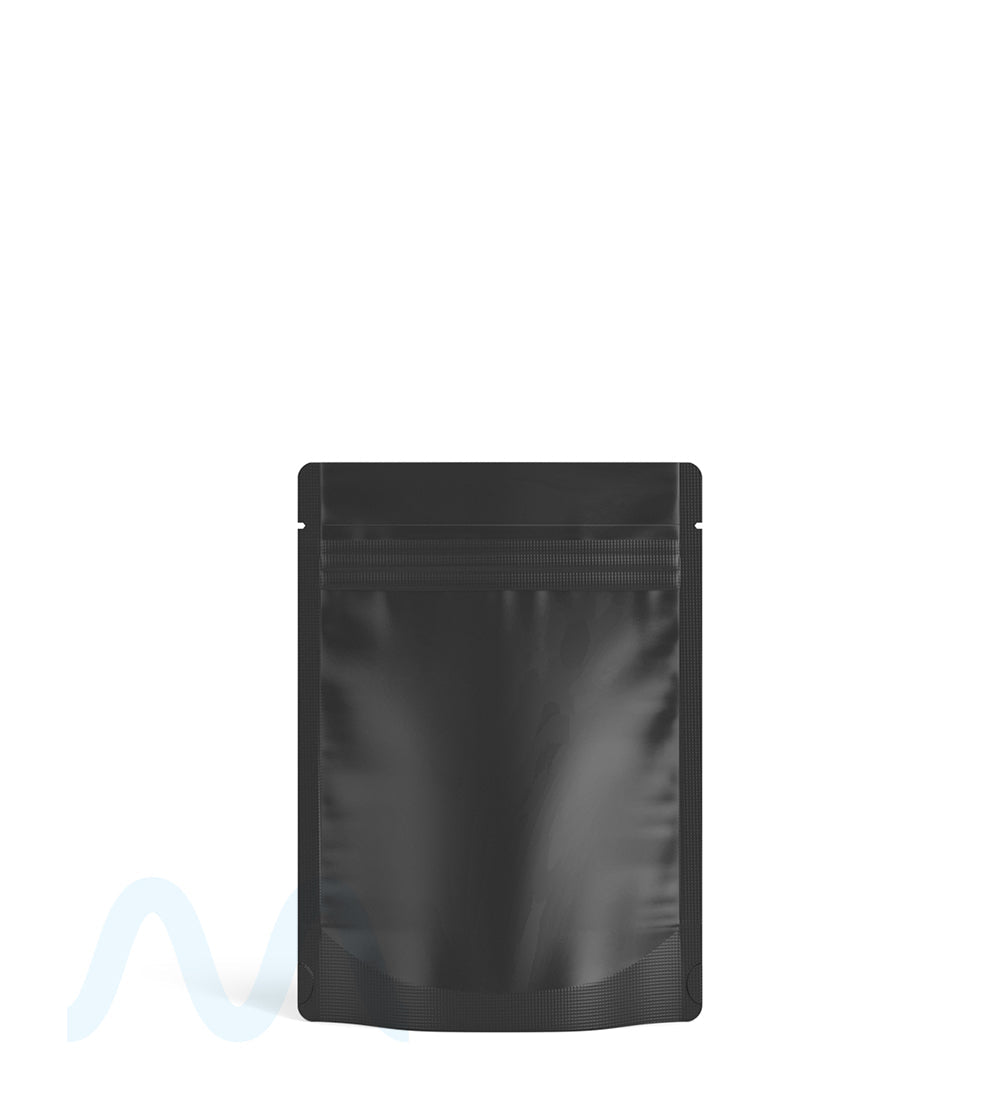 Tamper Evident Matte Black Vista PCR Mylar Bags (Tear Notch) | 3.62in x 5in - 3.5g | Sample