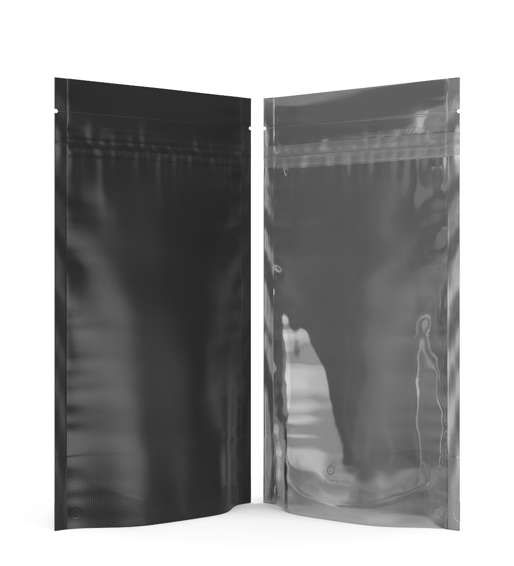 Matte - Black 5" x 8.1" Vista Mylar Tamper Evident Bags w/ Tear Notch (14 grams) 1000/Box - 3