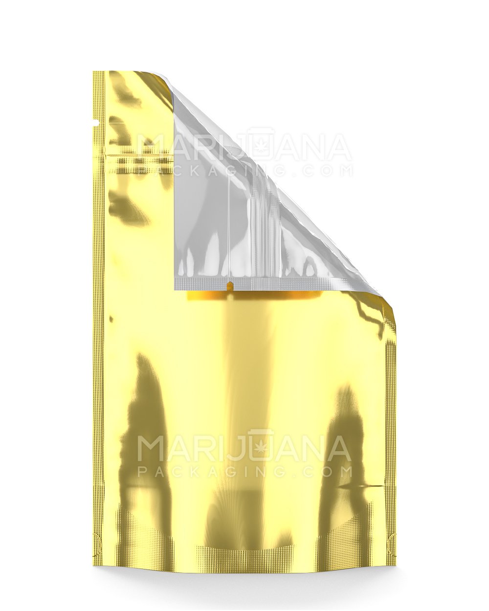 Tamper Evident | Glossy Gold Vista Mylar Bag | 5in x 8.1in - 14g | Sample