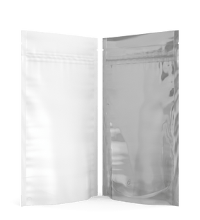 Matte - White 5" x 8.1" Mylar Vista Tamper Evident Bags w/ Tear Notch (14 grams) 1000/Box - 3