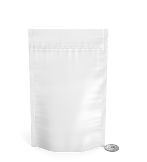 Matte - White 5" x 8.1" Mylar Vista Tamper Evident Bags w/ Tear Notch (14 grams) 1000/Box - 7