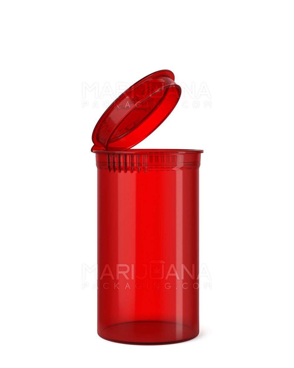 Child Resistant Transparent Red Pop Top Bottles | 19dr - 3.5g | Sample