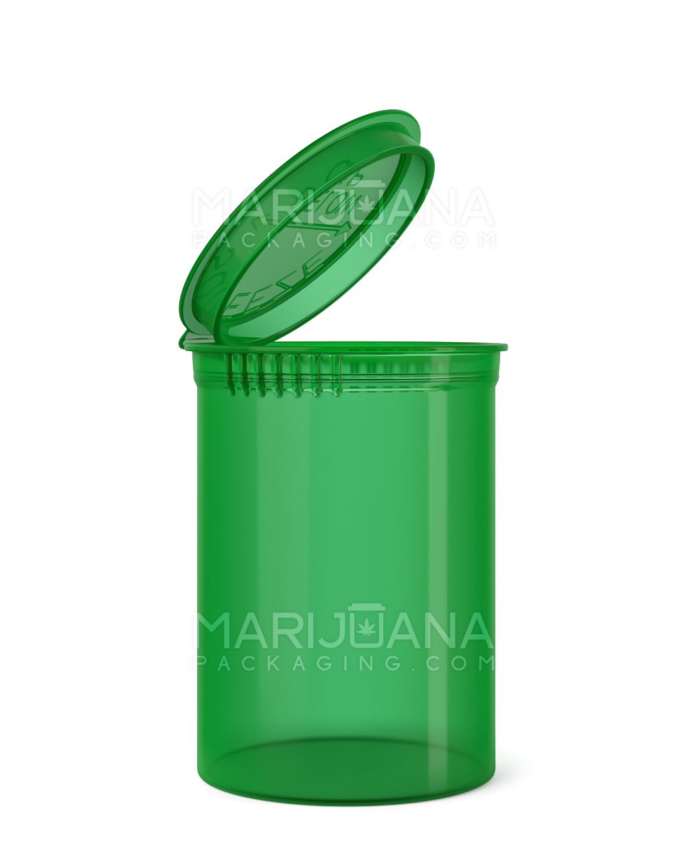 Child Resistant Transparent Green Pop Top Bottles | 30dr - 7g | Sample