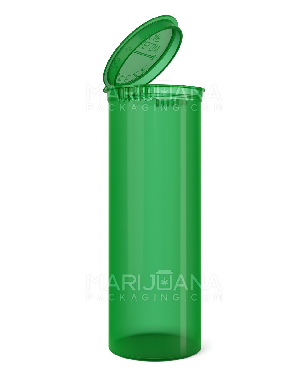 Child Resistant Transparent Green Pop Top Bottles | 60dr - 14g | Sample