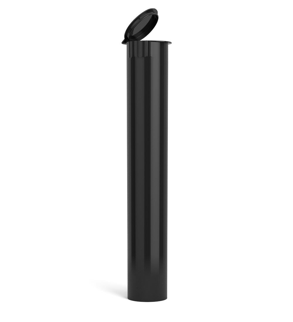 Child Resistant | King Size Pop Top Opaque Plastic USA Pre-Roll Tubes (Open) | 116mm - Black - 1000 Count