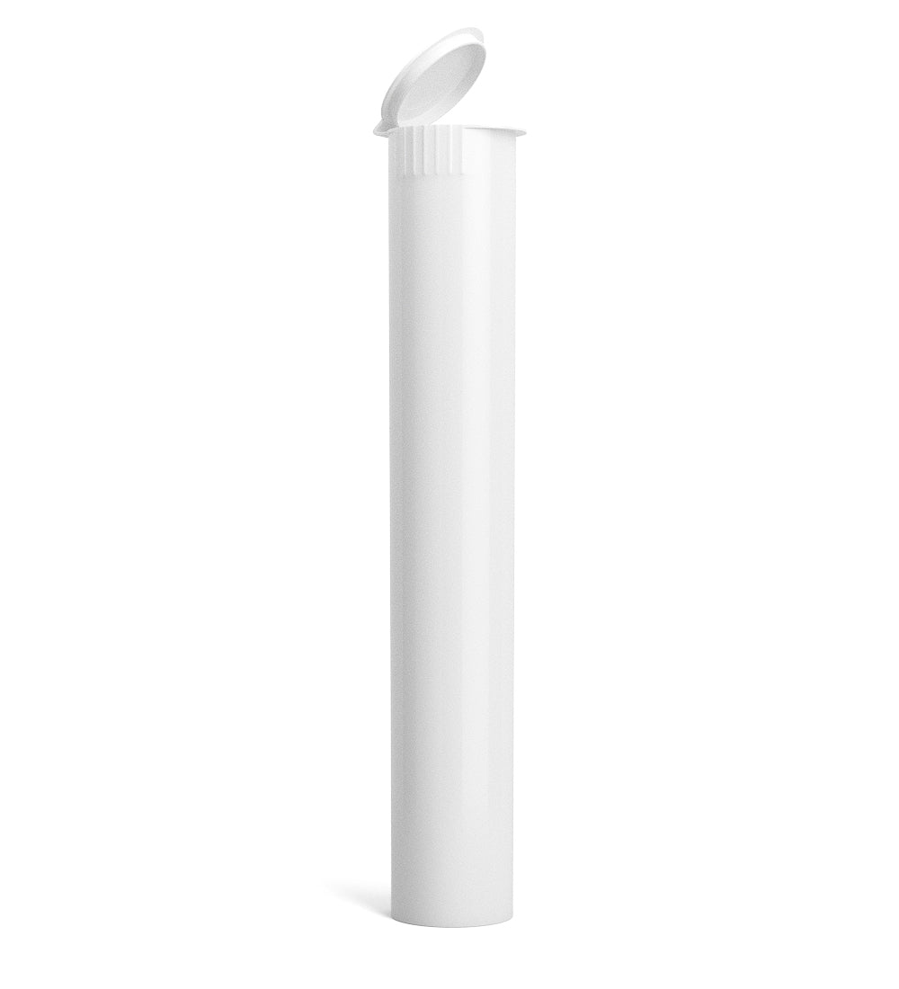 Child Resistant | King Size Pop Top Opaque Plastic USA Pre-Roll Tubes (Open) | 116mm - White - 1000 Count
