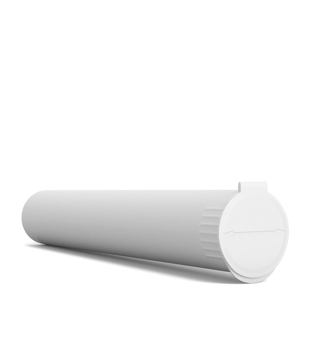 Child Resistant | King Size Pop Top Opaque Plastic USA Pre-Roll Tubes (Open) | 116mm - White - 1000 Count