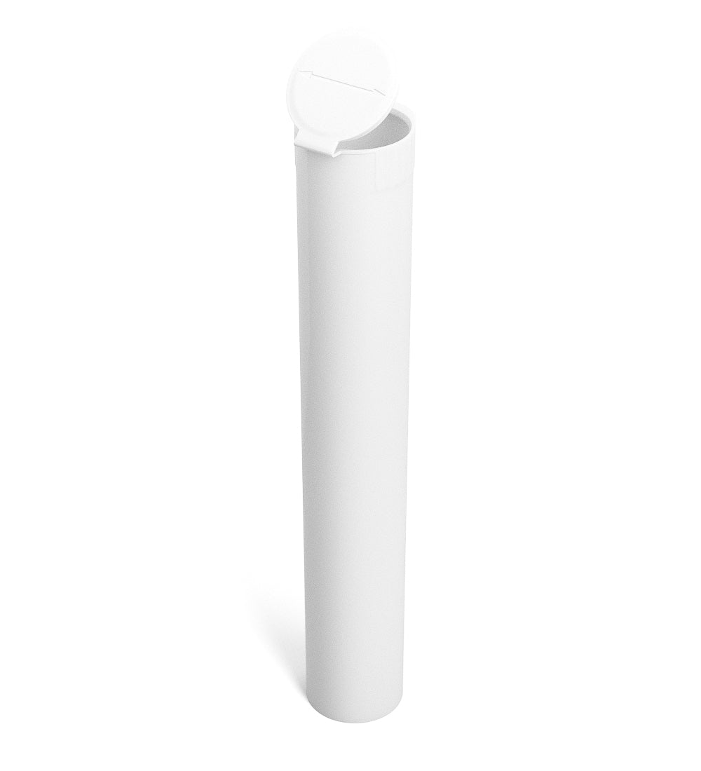 Child Resistant | King Size Pop Top Opaque Plastic USA Pre-Roll Tubes (Open) | 116mm - White - 1000 Count