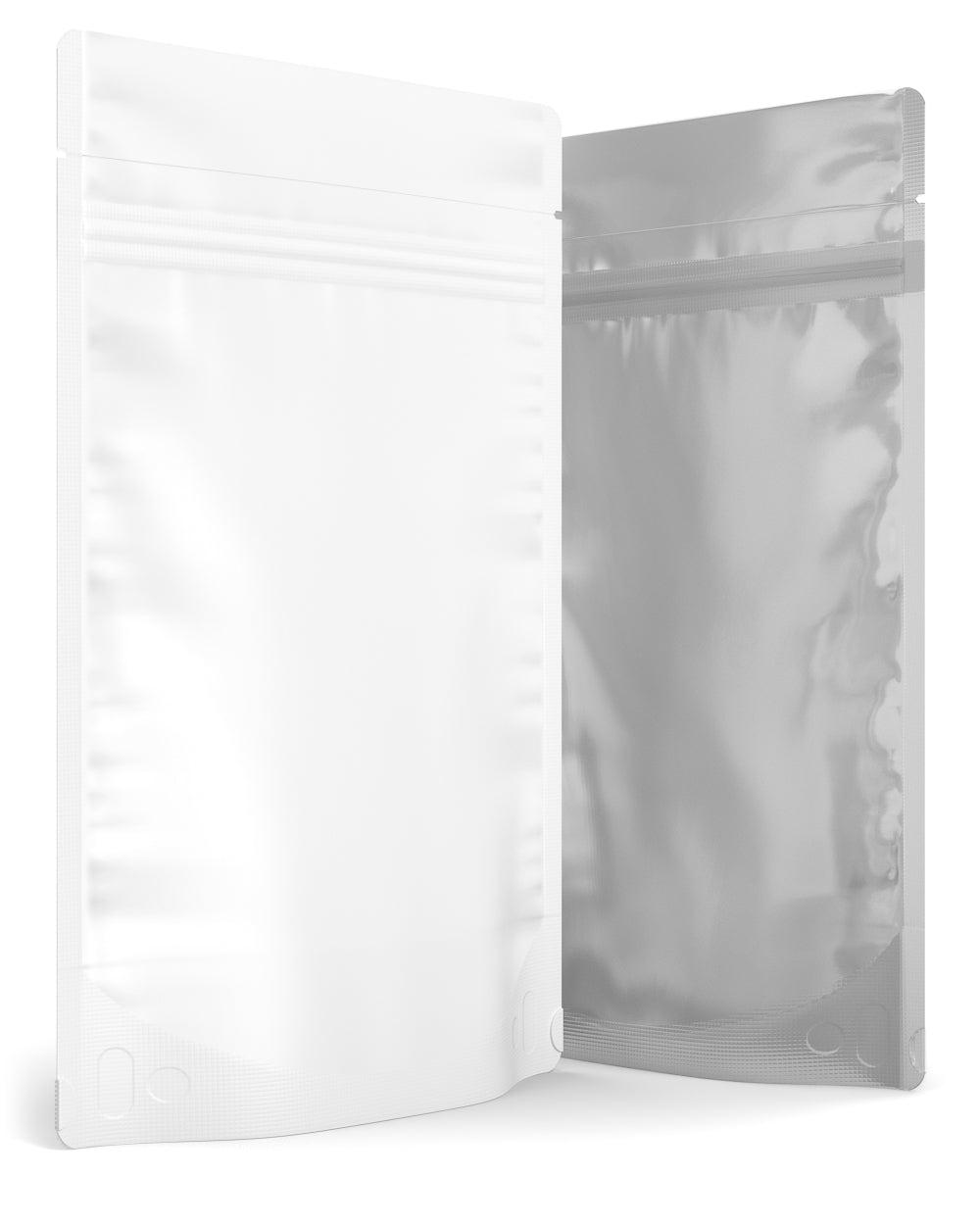 Tamper Evident | Matte White Vista Mylar Bags (Tear Notch) | 6in x 9.3in - 28g - 1000 Count