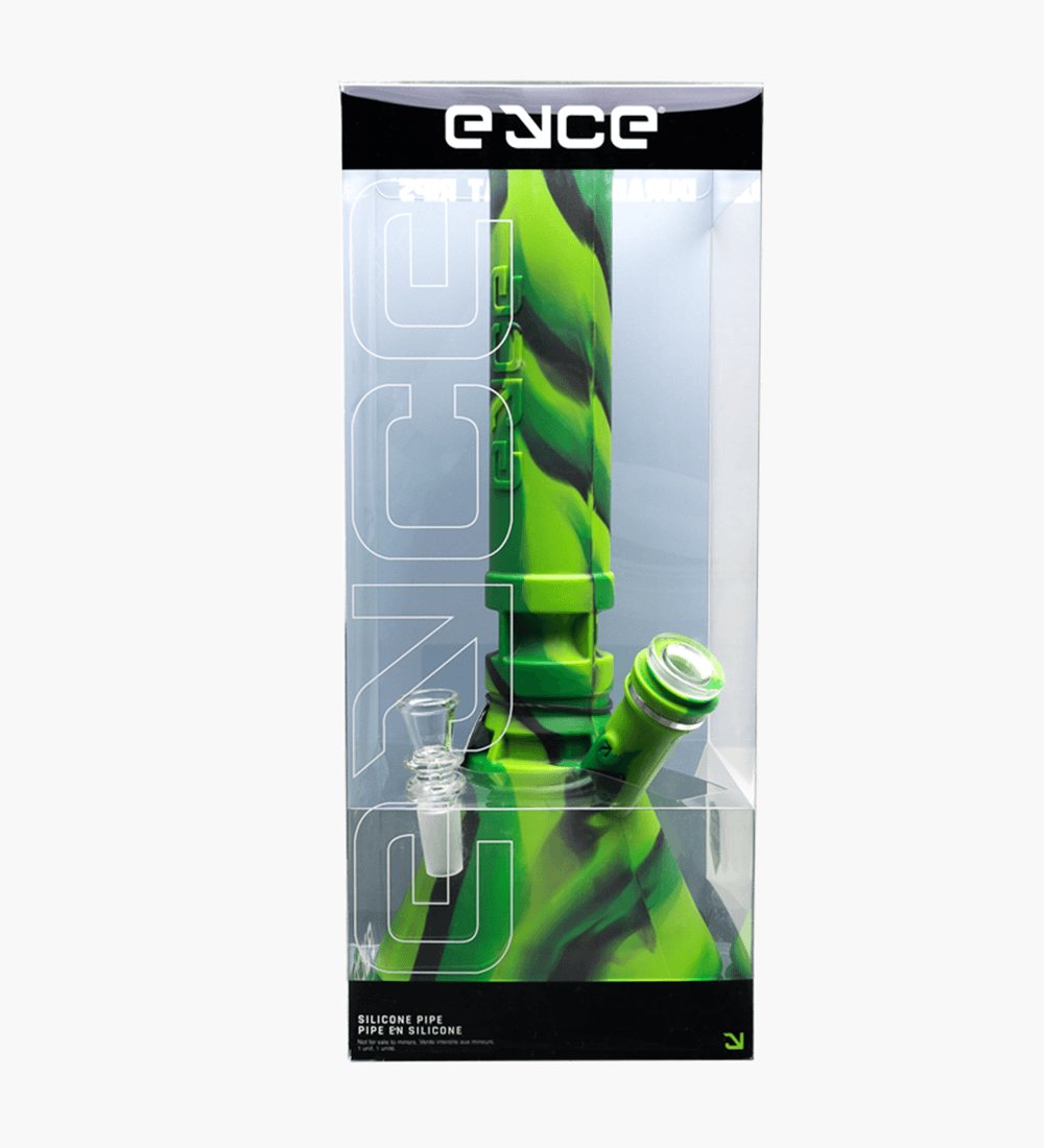 Eyce | Straight Neck Platinum-Cure Silicone Beaker Water Pipe | 12in Tall - 14mm Bowl - Assorted - 4