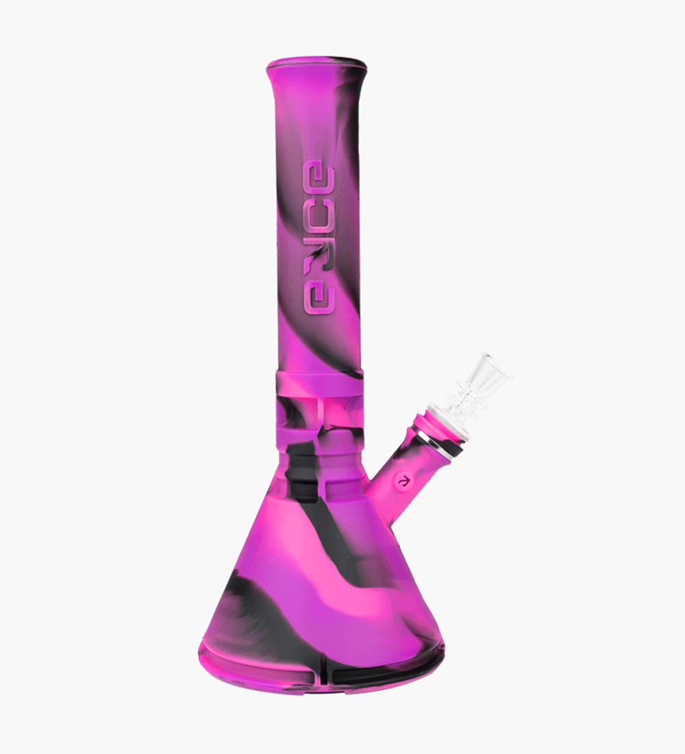 Eyce | Straight Neck Platinum-Cure Silicone Beaker Water Pipe | 12in Tall - 14mm Bowl - Assorted - 9