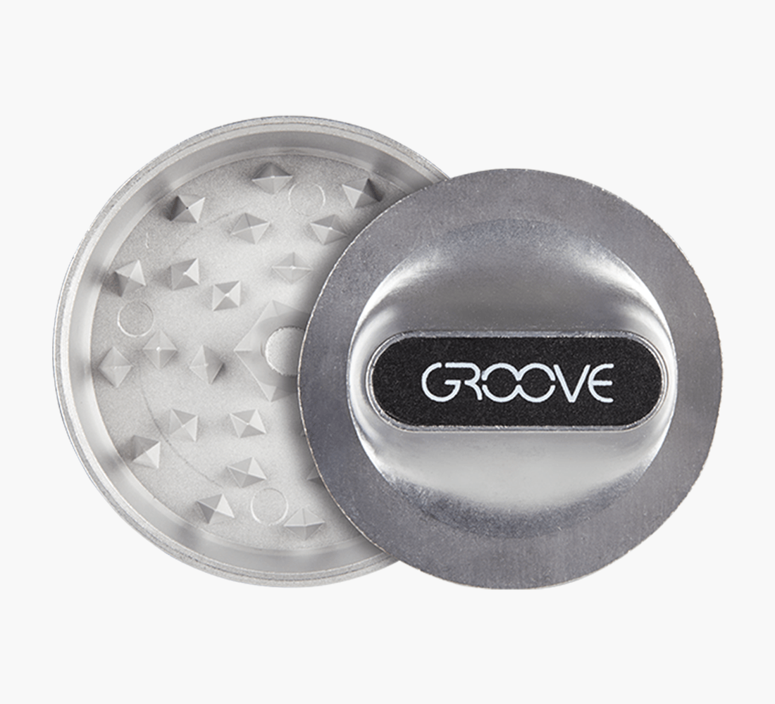 2 Piece 50mm Silver Groove Pivot Metal Grinder w/ Knob Grip - 5