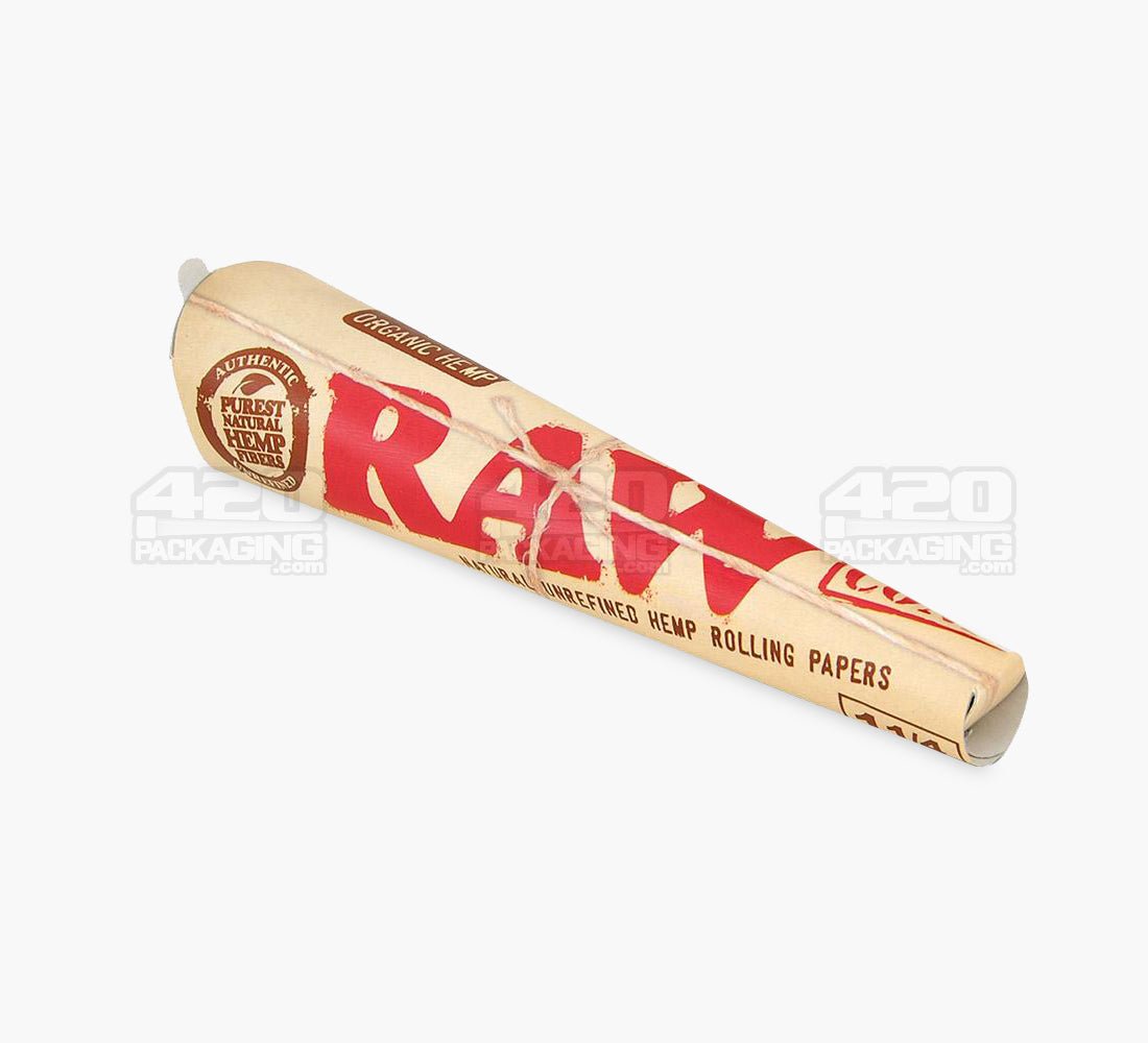 RAW 84mm Organic 1 1/4 Sized Pre Rolled Hemp Paper Cones 192/Box - 3