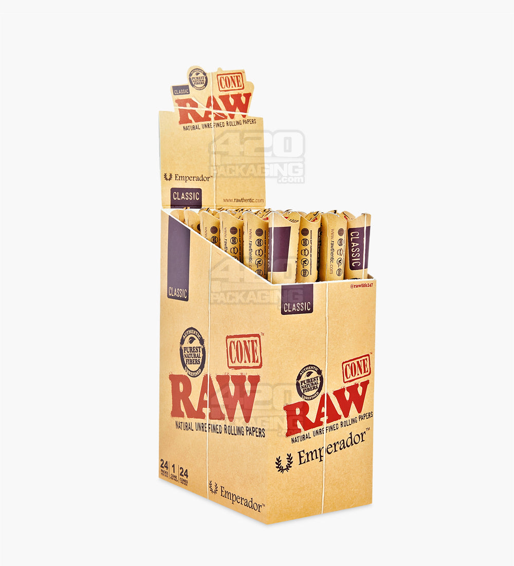 RAW 180mm Emperador Super Sized Pre Rolled Organic Hemp Paper Cones 24/Box