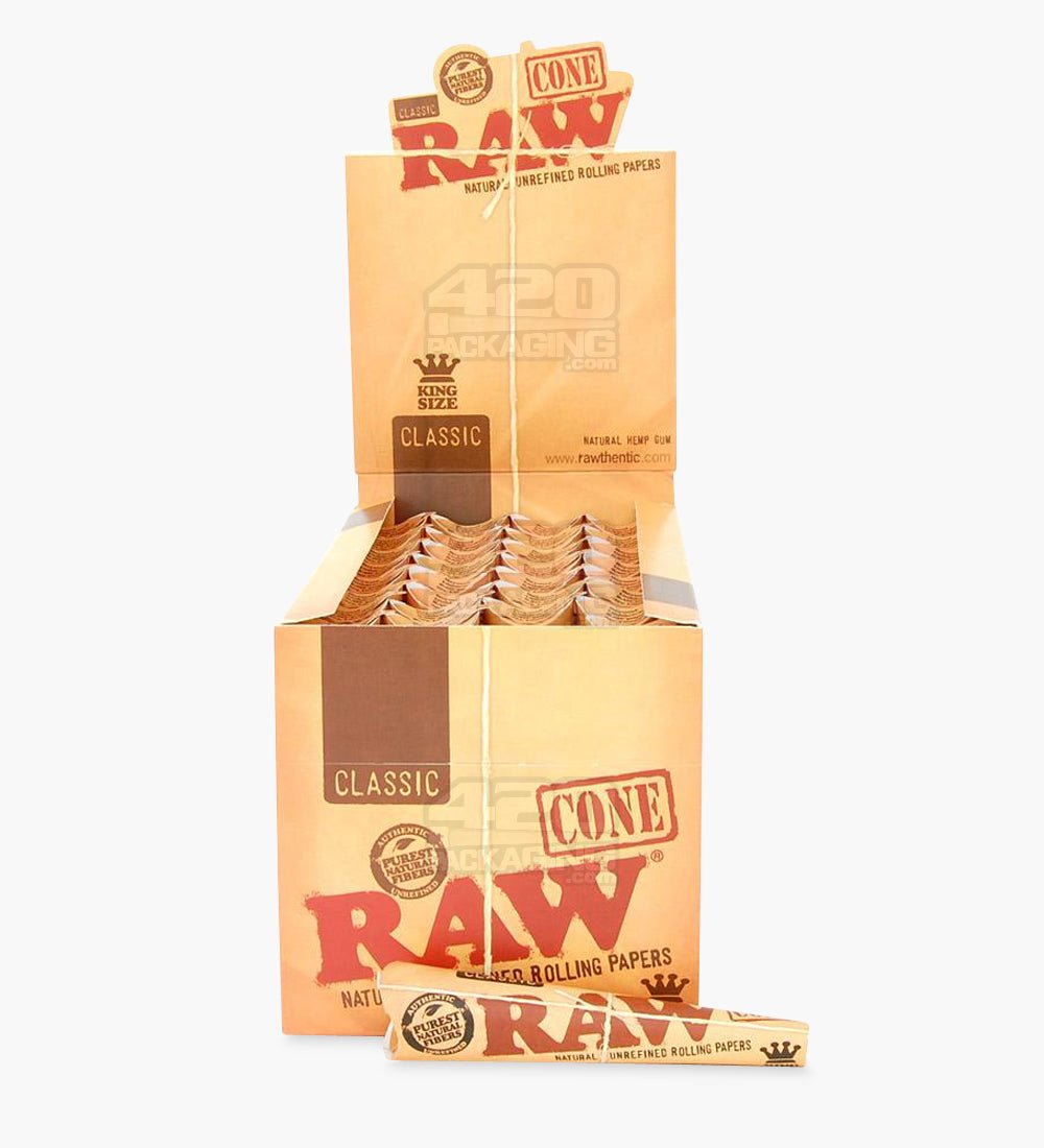 RAW 109mm Classic King Size Pre Rolled Hemp Paper Cones 109/Box - 1
