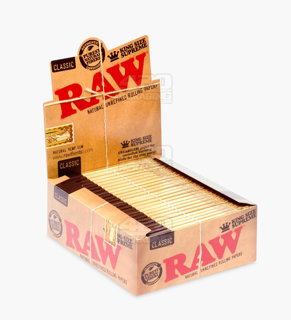 RAW King Size King Supreme Classic Rolling Papers 24/Box - 1