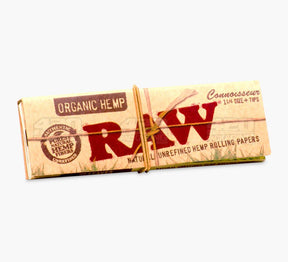 RAW 1 1/4 Size Connoisseur Organic Hemp Rolling Papers With Tips 24/Box - 3