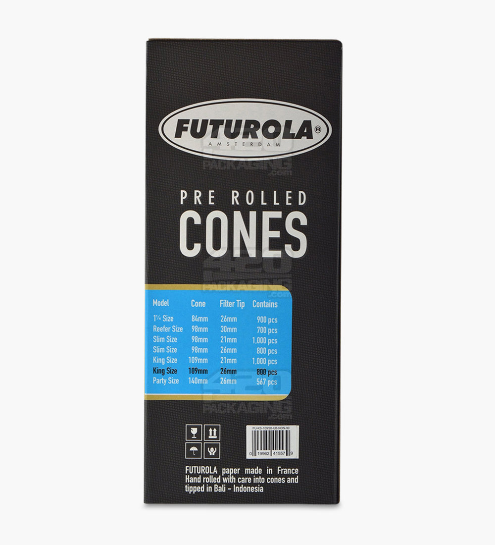 Futurola 109mm King Size Pre Rolled Brown Paper Cones 800/Box - 3