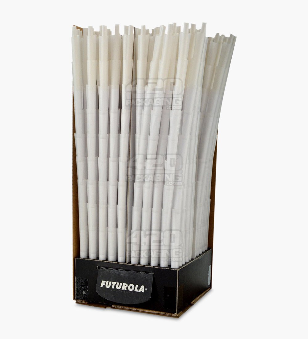Futurola 84mm 1 1/4 Size Classic White Pre Rolled Paper Cones 900/Box - 4