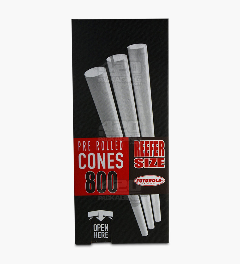 Futurola 98mm Reefer Size Classic White Pre Rolled Paper Cones 800/Box - 3