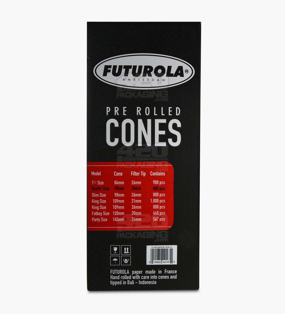 Futurola 98mm Reefer Size Classic White Pre Rolled Paper Cones 800/Box - 4