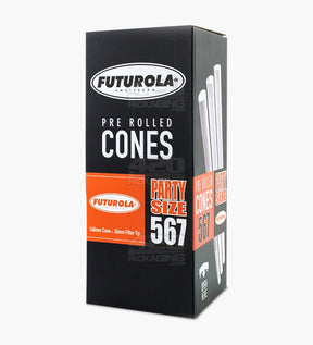 Futurola 140mm Party Size Classic White Pre Rolled Paper Cones 567/Box - 1
