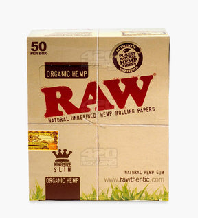 RAW King Size Slim Organic Hemp Rolling Papers 50/Box - 2