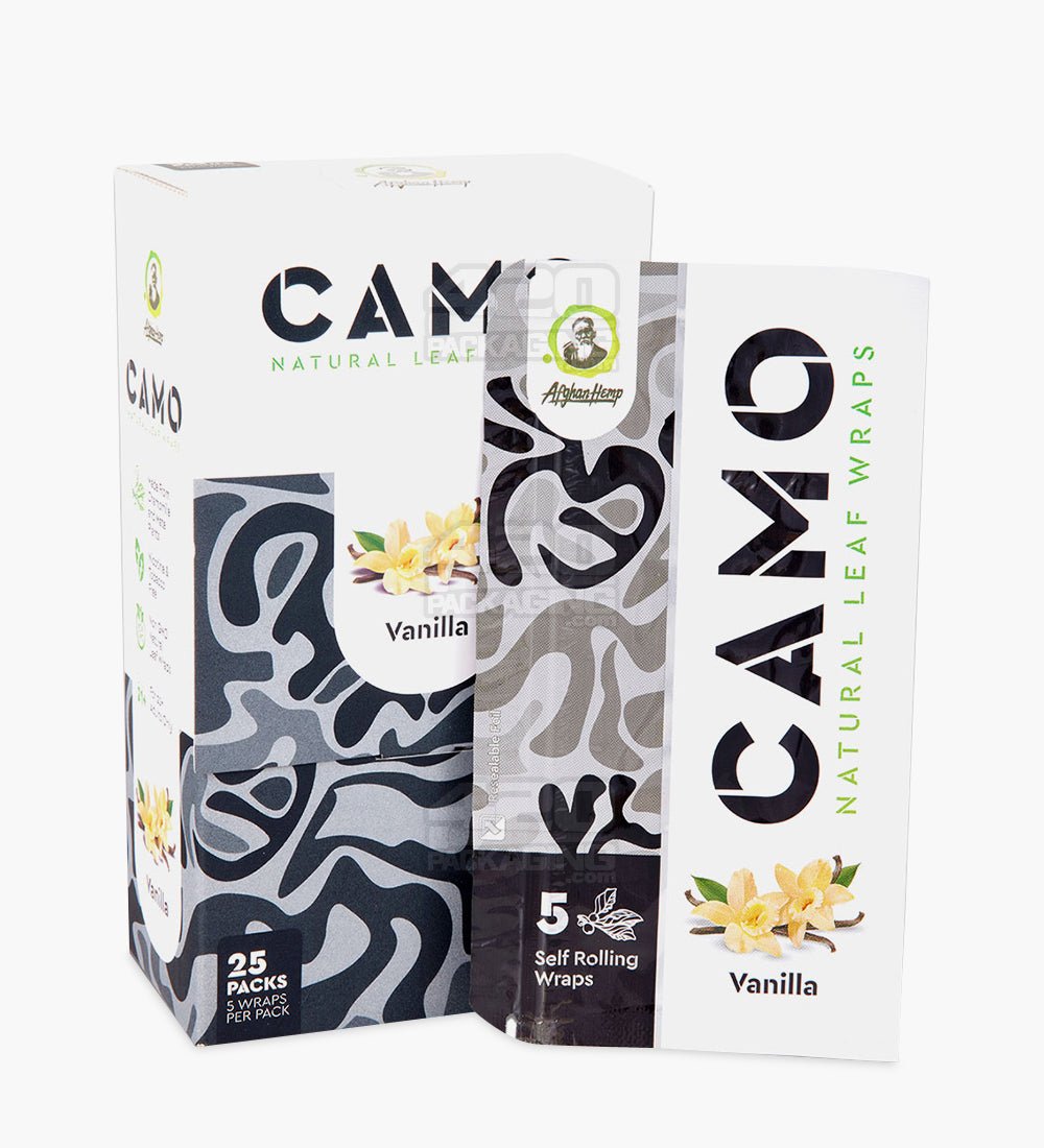 Camo Vanilla Natural Leaf Mini Rolls Blunt Wraps 25/Box - 1