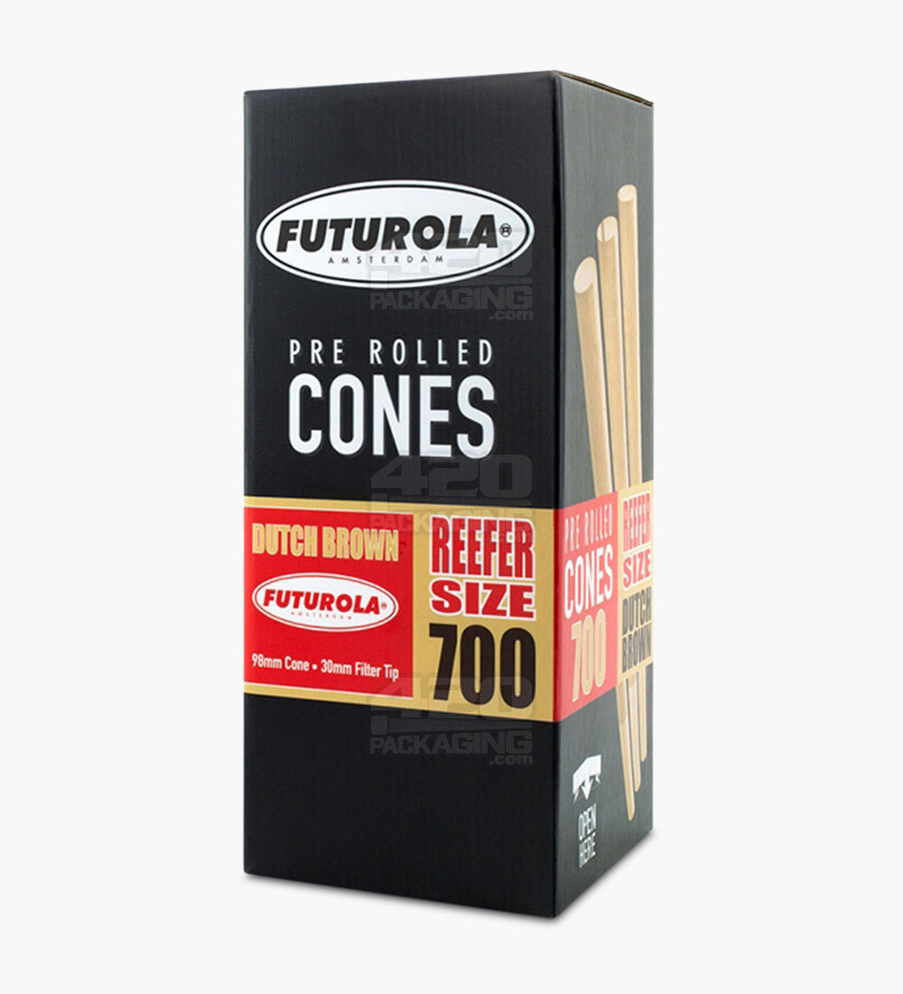 Futurola 98mm Reefer Size Dutch Brown Pre Rolled Paper Cones 700/Box - 1