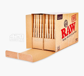 RAW Classic 1 1/4 Size 84mm Pre Rolled Unbleached Paper Cones 1000/Box - 3