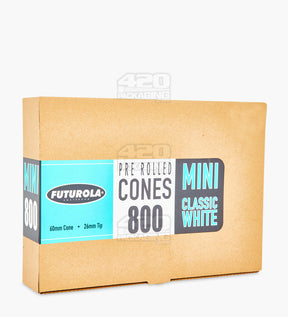 Futurola 60mm Mini Size Classic White Pre Rolled Paper Cones 800/Box - 1