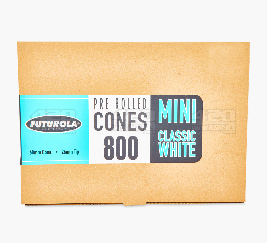 Futurola 60mm Mini Size Classic White Pre Rolled Paper Cones 800/Box - 2