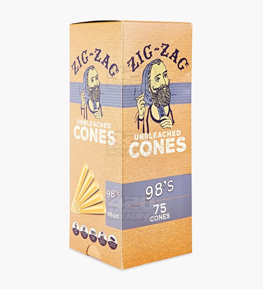 Zig-Zag 98's Unbleached Pre Rolled Paper Cones 75/Box - 1