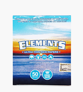 Elements 110mm King Size Ultra Thin Rice Rolling Papers 50/Box - 2