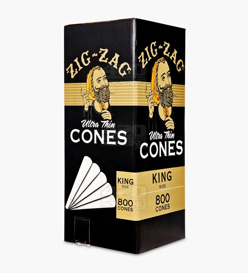 Zig Zag 109mm King Size Ultra Thin Paper Pre Rolled Cones 800/Box - 1